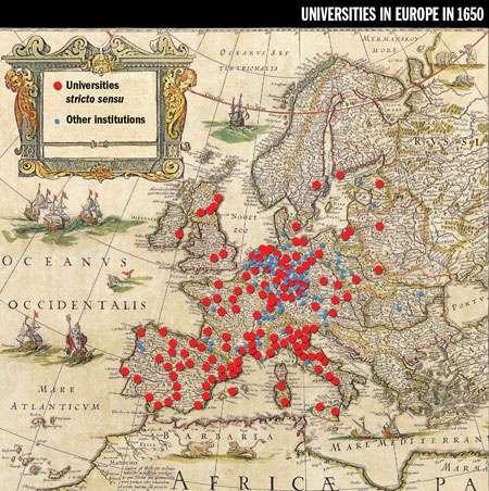 Universities in Europe in 1650