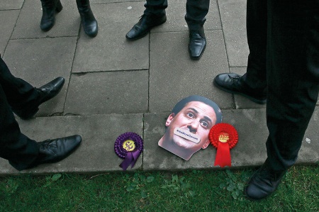 Ed Miliband mask lying on floor