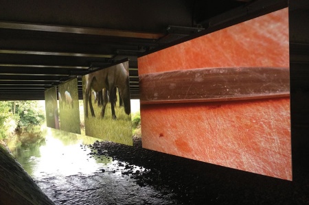 Cinema Sark installation below Sark Bridge (9 September 2014)