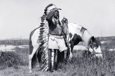 Native American man with horse