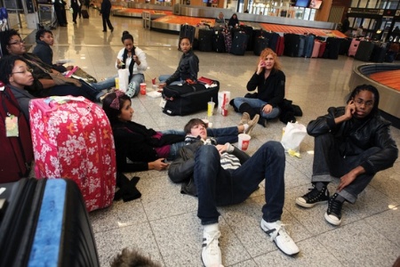People waiting in airport