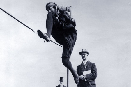 Woman performing high jump
