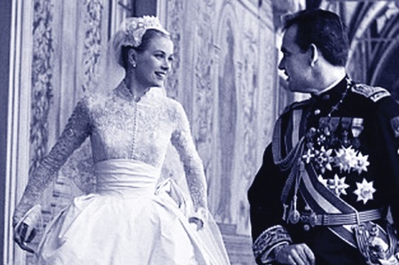 Grace Kelly and Prince Rainier on their wedding day