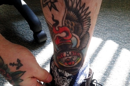 My Mate Marmite leg tattoo