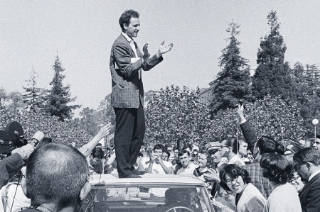 Mario Savio speaking at Berkeley Free Speech Movement, 1964