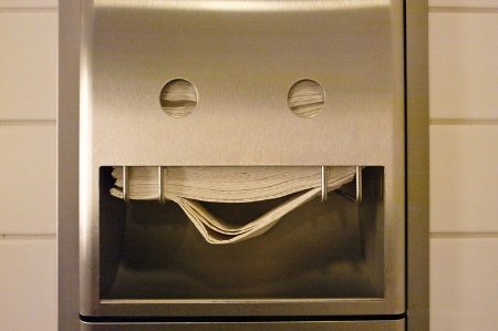 Hand towels forming smiling face