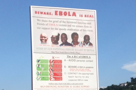 Ebola billboard outside Freetown, Sierra Leone
