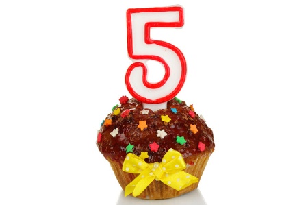 Five year birthday cupcake